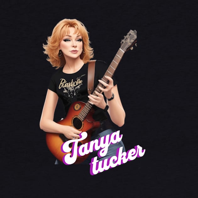 tanya tucker //retro vector playing guitar by girls store